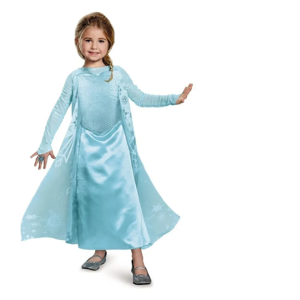 Princess Elsa Halloween Costume 7/8 Dress, Ring, Wand Disney Frozen Girls